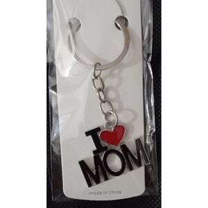 Mint I Love Mom Keychain Silver Tone Red Heart Enamel Bag Charm Gift New